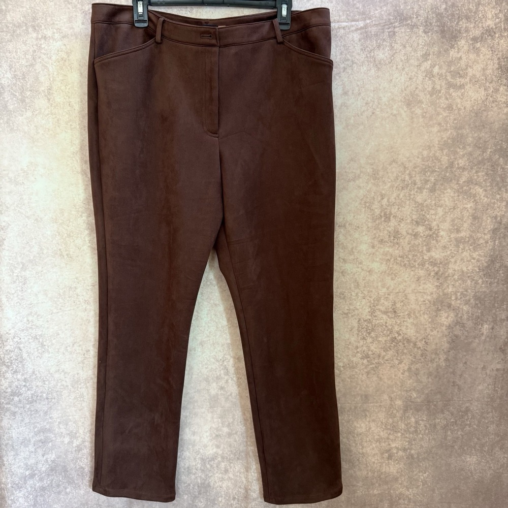Tommy Hilfiger faux suede  Brown Bootcut Stretch Pants women Size 16